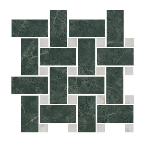Декор Серенада мозаичный зелёный лаппатированный  32х32