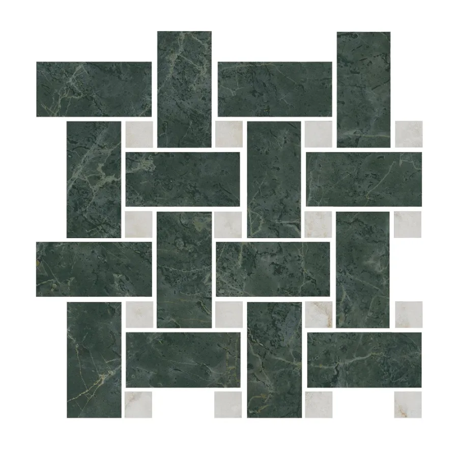 Декор Серенада мозаичный зелёный лаппатированный  32х32 