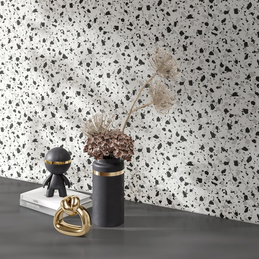 Обои виниловые на флизелиновой основе Семинато мотив, черно-белый 