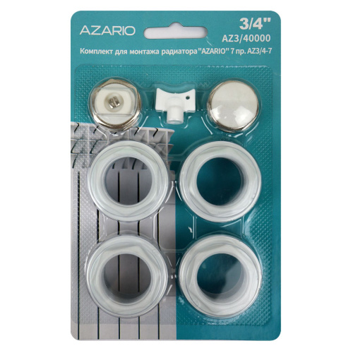 Комплект для монтажа радиатора AZARIO 3/4", 7 предметов, белый