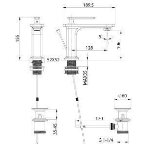 LM6406WG "Миста" Смеситель для умывальника монолитный 