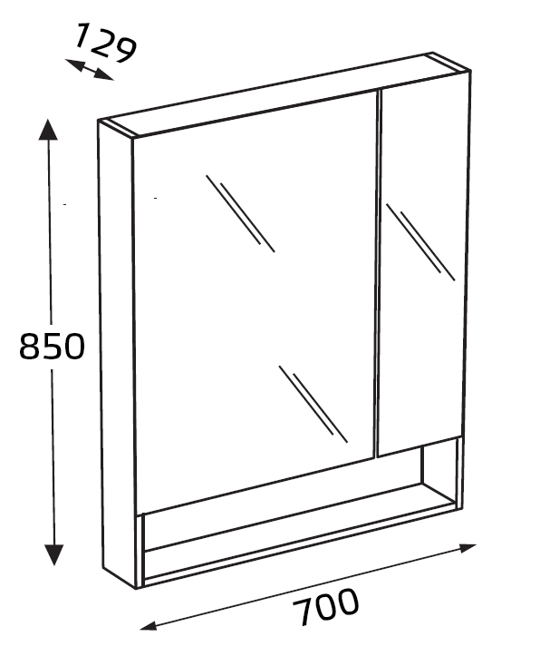 шкаф GAP 80 зеркальный  / 80х85х12,9 /   ( тиковое дерево )  