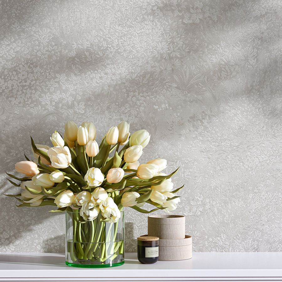 Обои виниловые на флизелиновой основе Апрель мотив 2, серый 