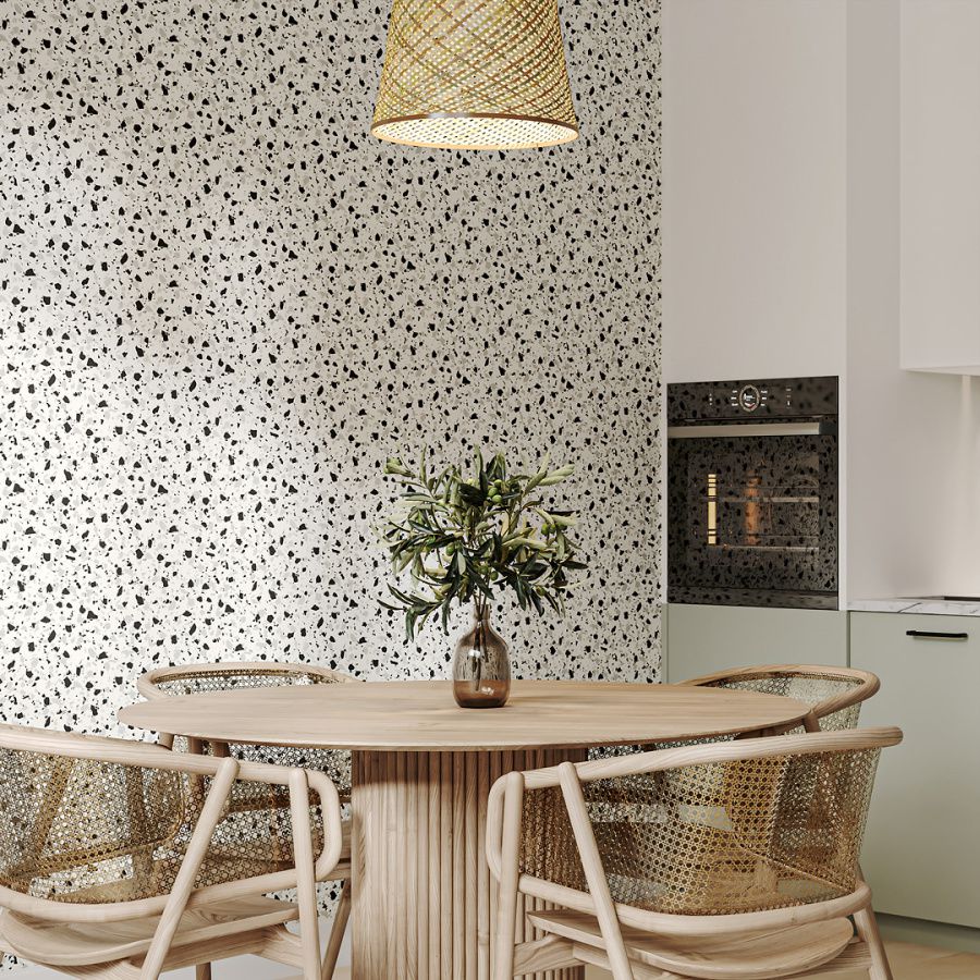 Обои виниловые на флизелиновой основе Семинато мотив, черно-белый 