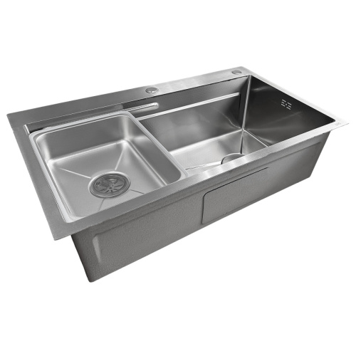 Кухонная мойка AZARIO Наоми (750*460*220) нержавеющая сталь серебро соты (сифон, корзина, доска)