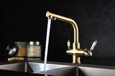 Смеситель для кухни, с подключением к фильтру питьевой воды, бронза 