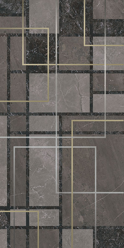 Декор Марсель микс тёмный глянцевый обрезной 60x119,5