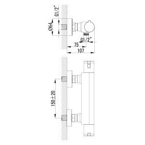 Смеситель термостатический для душа, хром 