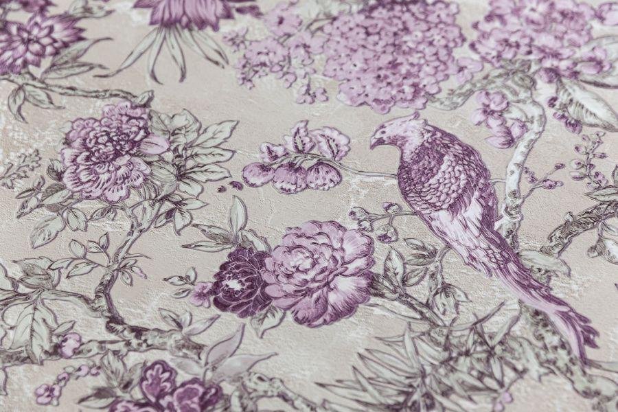 Обои виниловые на флизелиновой основе Азулежу мотив, бежево-фиолетовый 