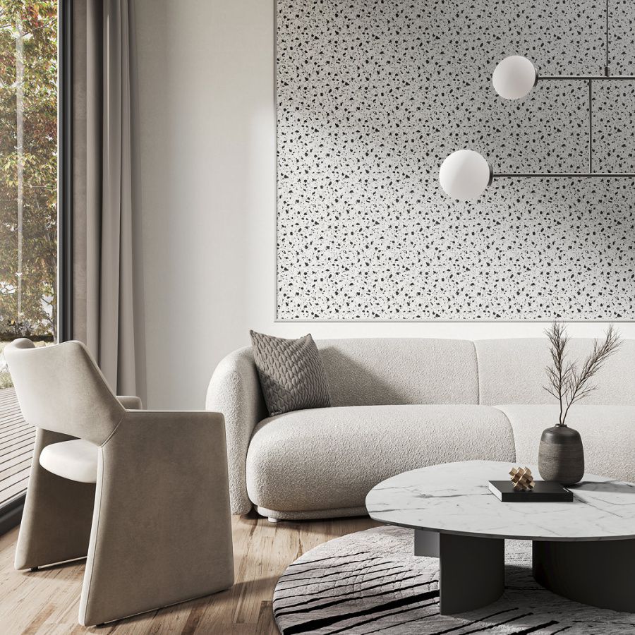 Обои виниловые на флизелиновой основе Семинато мотив, черно-белый 