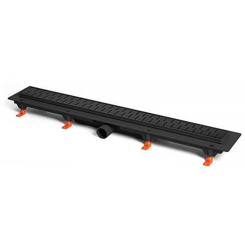 Душевой лоток AZARIO D50 Medium 850 мм, боковой слив, пластиковый, перфорированная решетка, черный