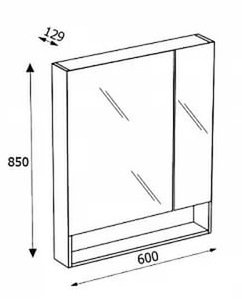шкаф GAP 60 зеркальный  / 60х85х12,9 /   ( тиковое дерево )  