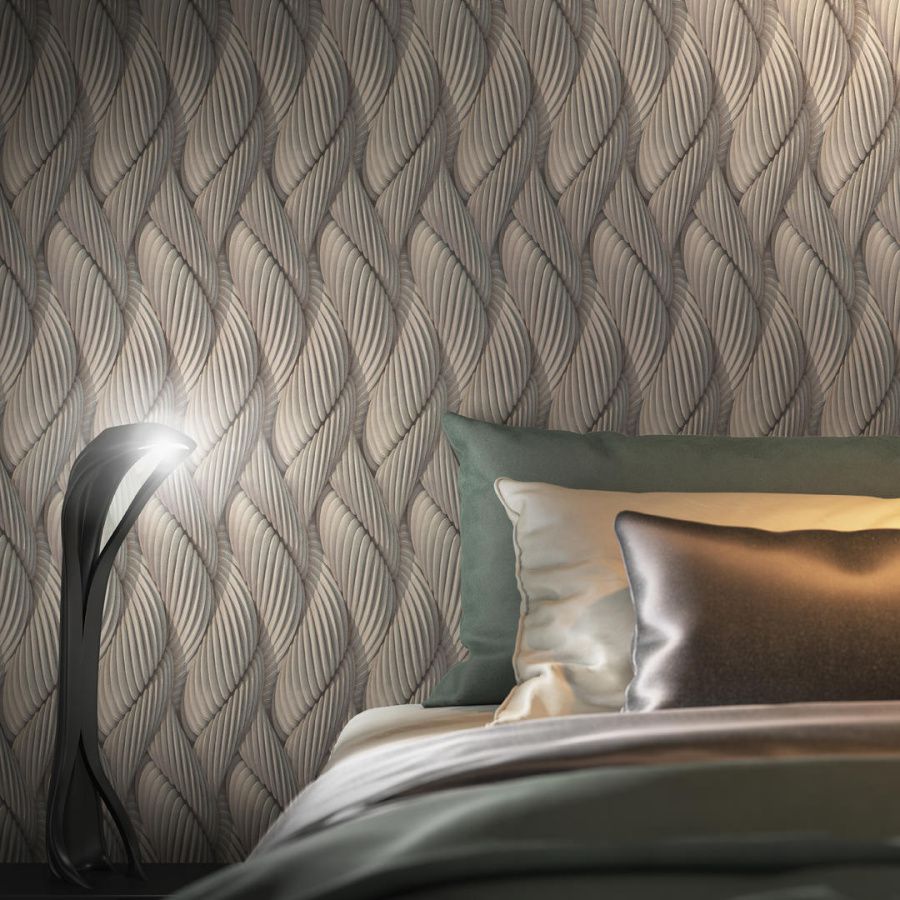 Обои виниловые на флизелиновой основе Трессаж мотив, коричневый 